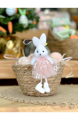 Enfeite Coelha Rosa 16cm