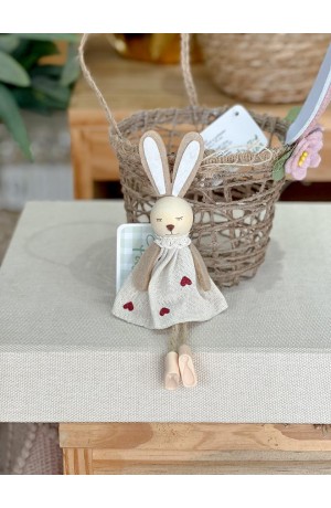 Enfeite Coelha de Páscoa 18cm Roupinha de Coração