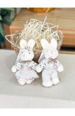 Enfeite Coelho com roupinha 13cm