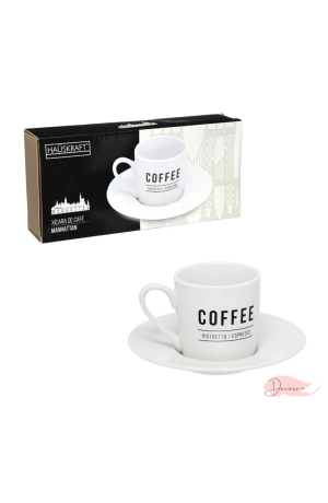 Jogo com 6 Xicaras de Café e Pires Manhattan 80ml Branca