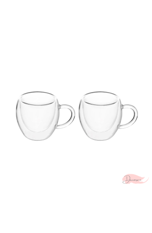 Kit com 2 Xicaras de Vidro Parede Dupla Doppio 80ml