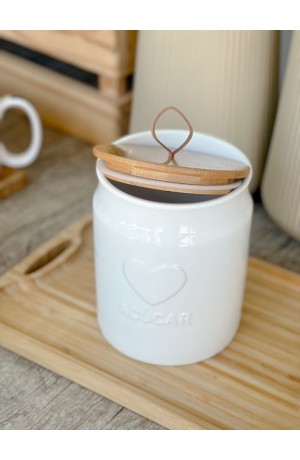 Pote de Açucar 1100ml com Tampa Hermética de Bambu