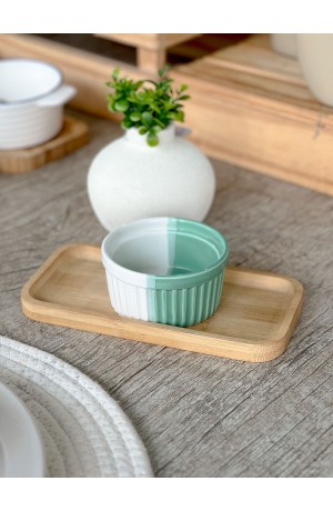 Ramequim de Cerâmica Verde c/ Branco - 9cm x 4,5cm