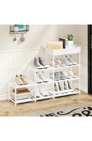 Sapateira Branca Multiuso 4 Andares  -  93cm X 21cm X 62cm