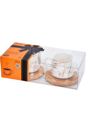 Conjunto de Xícaras Porcelana com Pires Bambu Normay 4 Pçs 80ml