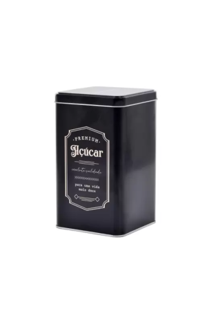 Lata de Açucar Retrô Preto 10,5x18,5cm