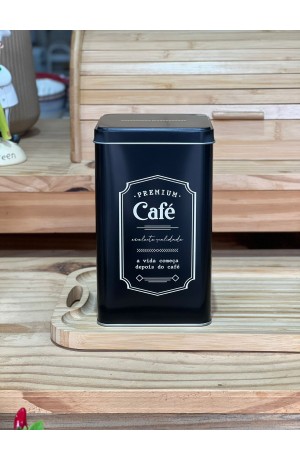 Lata de Café Retrô Preto 10,5x18,5cm