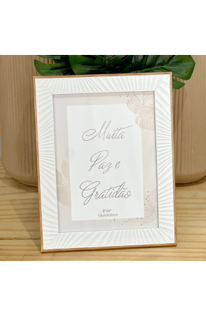 Porta Retrato Branco com Moldura Marrom 