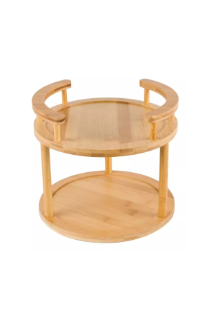 Prateleira Organizadora Giratória de Bambu