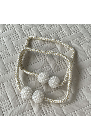 Prendedor Branco c/ Dourado de Cortinas 2Pcs - 49cm