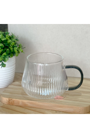 Caneca de Vidro 440ml c\ Alça Fumê