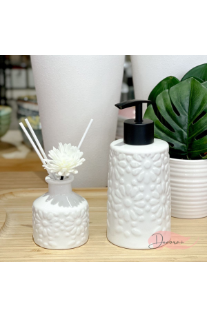 Kit de Banheiro com Difusor de Porcelana Branco - 2 Pcs