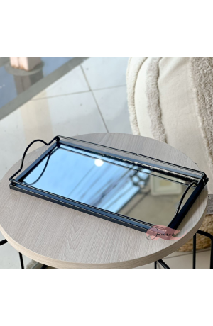 Bandeja de Metal Preta Espelhada - 27cm X 14cm X 4cm