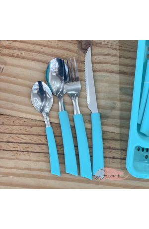 Kit de Talheres em Aço Inox Verde - 25 Pçs