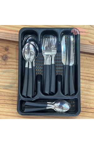 Kit de Talheres em Aço Inox Preto - 25 Pçs
