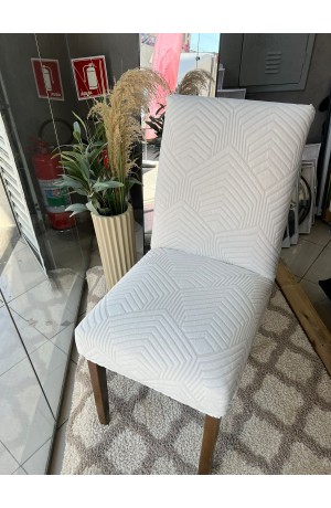 Capa de Cadeira Creme Geometrica 2