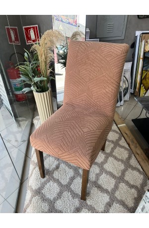 Capa de Cadeira Marrom Geometrica 2