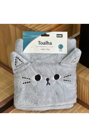 Toalha Infantil Gatinho - Cinza 34.5cm X 74.5cm