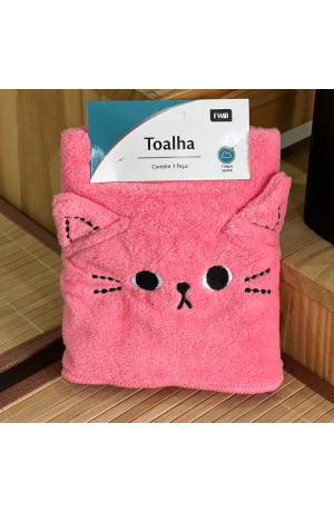 Toalha Infantil Gatinho - Pink 34.5cm X 74.5cm