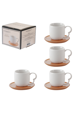 Jogo com 4 Xicaras e Pires de Bambu Oasis 90ml