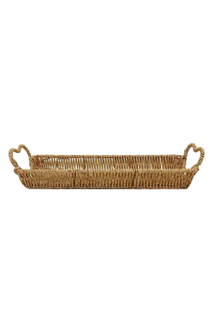 Bandeja Retangular Rattan Coração - 35cm X 12cm X 4,5cm