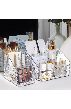 Porta Treco de Acrilico Multiuso  3 Divisórias - 15cm X 9cm X 12cm