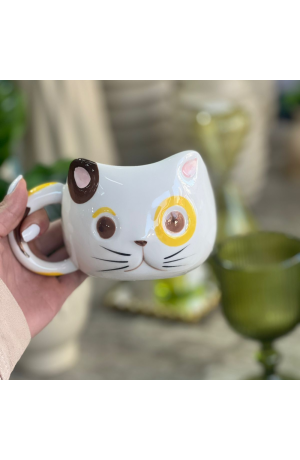 Caneca Gatinho Marrom, c/ Amarelo 2  - 430ml