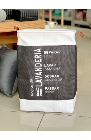 Cesto de Roupa Preto c/ Branco 
