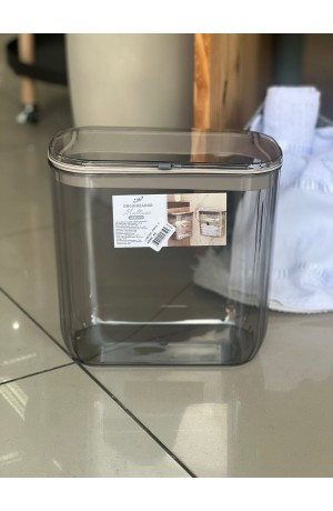 Lixeira de Acrilico c/ Tampa e Adesivo Fumê - 25.5cm X 14cm X 25.5cm