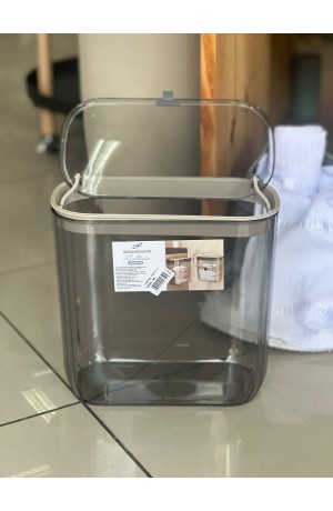 Lixeira de Acrilico c/ Tampa e Adesivo Fumê - 25.5cm X 14cm X 25.5cm