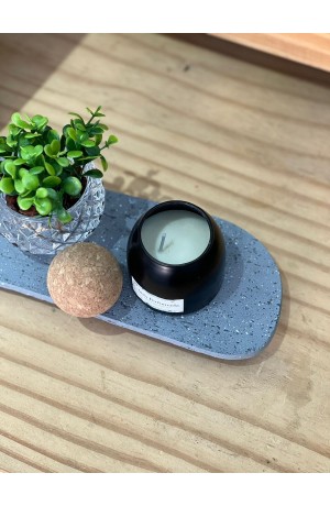 Vela Branca Aromatizada C/ Tampa de Cortiça - Preta Fosca - 6,5cm X 6cm