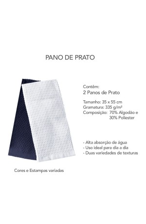 Kit com 2 Panos de Prato Gastronomie - Mod 2 Free Azul
