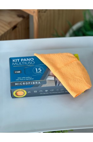 Kit Pano de Microfibra Multiuso - Laranja 15 Peças