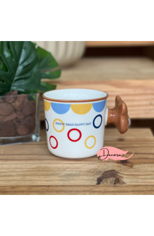 Caneca de Cerâmica Urso 380ml  - Circulos Coloridas