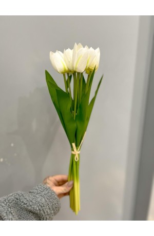 Buquê de Ramalhete Tulipa  Branco - 41cm