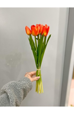 Buquê de Ramalhete Tulipa  Laranja - 41cm ( Artificial )