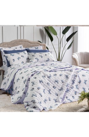 Jogo de Lençol Essencialle Borboletas Azuis 150 Fios  Solteiro 3 Peças