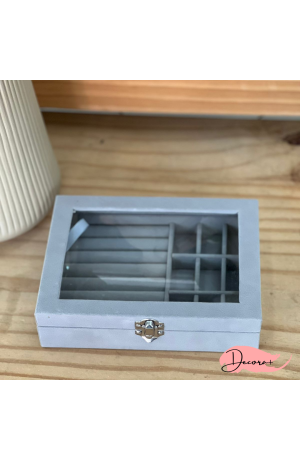 Porta Joias de Veludo Cinza - 20cm X 15cm X 5cm