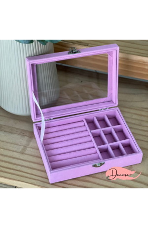 Porta Joias de Veludo Pink - 20cm X 15cm X 5cm