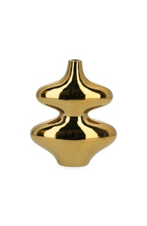 Vaso de Cerâmica Decorativo Dourado  - 29cm x 24cm