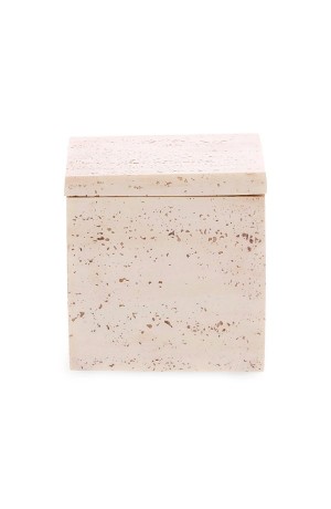 Caixa de Poliresina Quadrada c/ Tampa - Marmore Travertino Romano