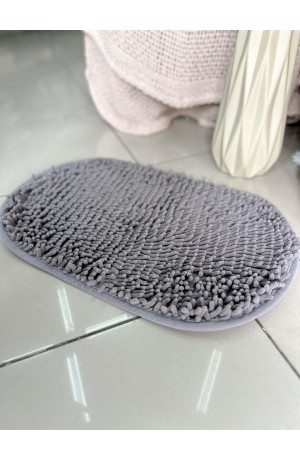 Tapete Antederrapante Macarrão Oval - Cinza  38cm X 58cm