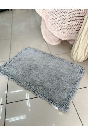 Tapete Borda Regular de Algodão Cinza -  40cm X 60cm