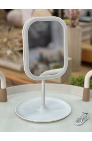 Espelho de Mesa c/Led Ajustável e Recarregavel c/Cabo USB - Branco