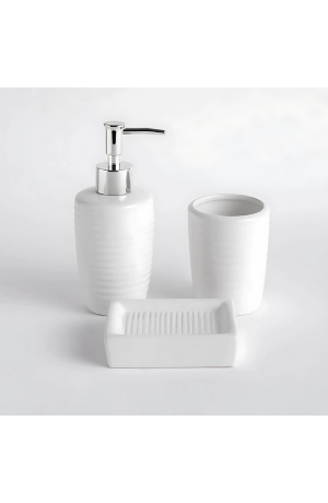 Kit Banheiro de Cerâmica Aroma 3 Peças - Branco