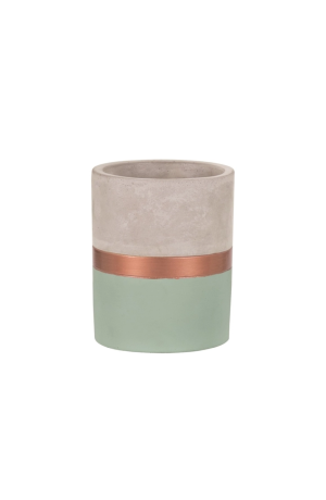 Vaso de Porcelana Verde com Faixa Rose - 8cm x 9cm