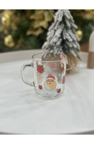 Caneca Natalina de Vidro 250ml Noel e Rena