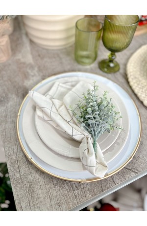 Sousplat Branco com borda Dourada