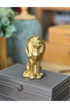 Escultura de Leão Dourado 15cm