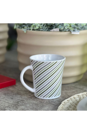 Caneca Listras de Cerâmica 300ml Mod 3